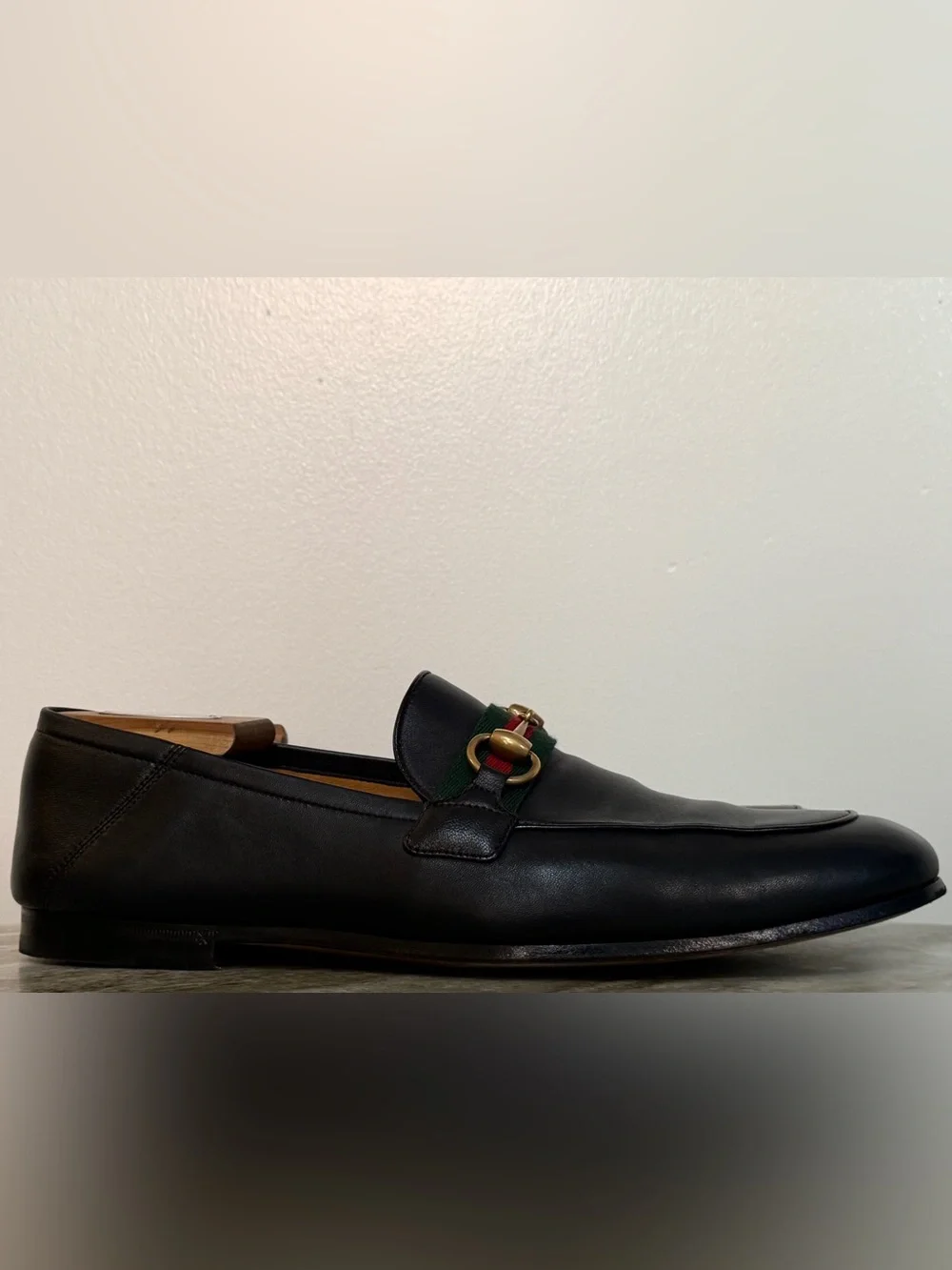 GUCCI BRIXTON Black Leather Web Horsebit Loafers US 9 Gucci 8.5 Jordaan $1100